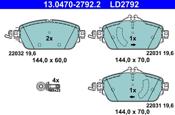 ATE 13.0470-2792.2 - Kit pastiglie freno, Freno a disco www.autoricambit.com