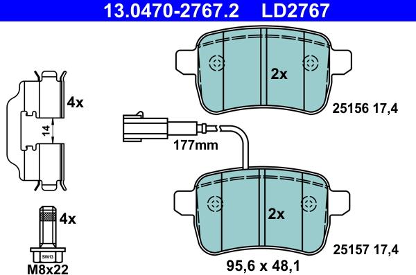 ATE 13.0470-2767.2 - Kit pastiglie freno, Freno a disco www.autoricambit.com