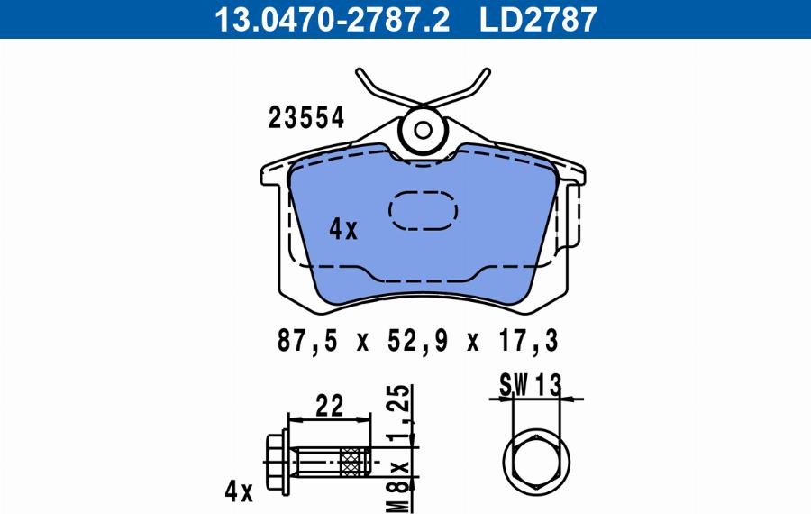 ATE 13.0470-2787.2 - Kit pastiglie freno, Freno a disco www.autoricambit.com