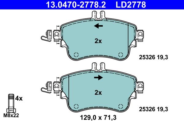 ATE 13.0470-2778.2 - Kit pastiglie freno, Freno a disco www.autoricambit.com