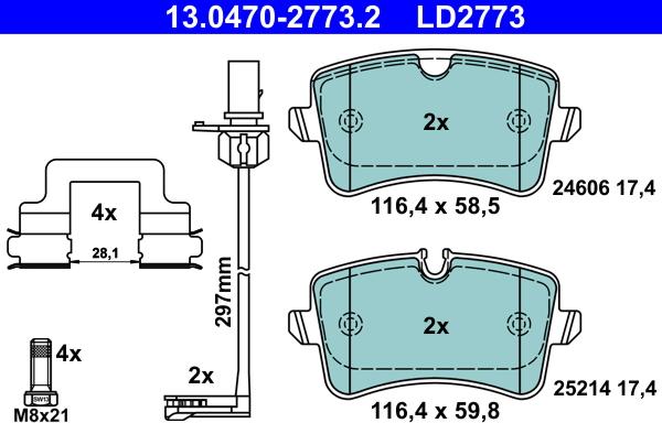 ATE 13.0470-2773.2 - Kit pastiglie freno, Freno a disco www.autoricambit.com