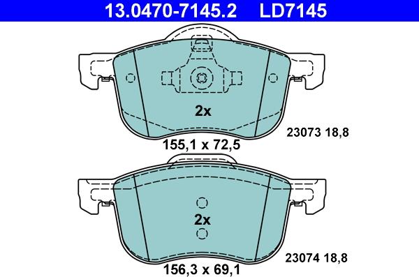 ATE 13.0470-7145.2 - Kit pastiglie freno, Freno a disco www.autoricambit.com