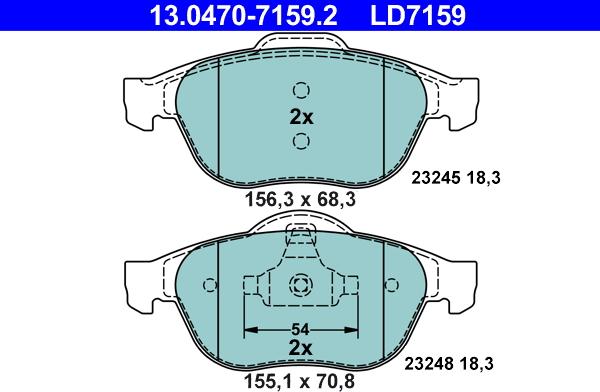 ATE 13.0470-7159.2 - Kit pastiglie freno, Freno a disco www.autoricambit.com