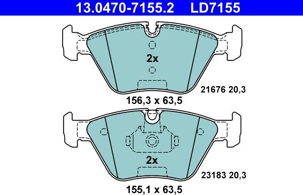 ATE 13.0470-7155.2 - Kit pastiglie freno, Freno a disco www.autoricambit.com