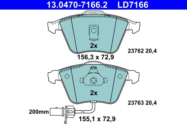 ATE 13.0470-7166.2 - Kit pastiglie freno, Freno a disco www.autoricambit.com