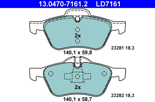 ATE 13.0470-7161.2 - Kit pastiglie freno, Freno a disco www.autoricambit.com