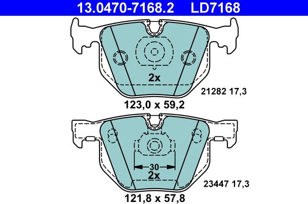 ATE 13.0470-7168.2 - Kit pastiglie freno, Freno a disco www.autoricambit.com