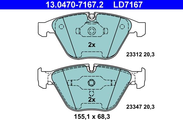 ATE 13.0470-7167.2 - Kit pastiglie freno, Freno a disco www.autoricambit.com