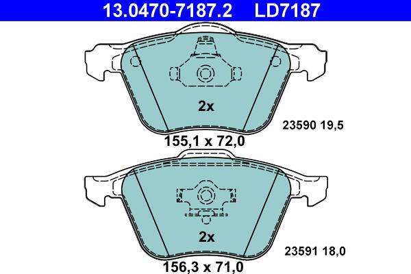 ATE 13.0470-7187.2 - Kit pastiglie freno, Freno a disco www.autoricambit.com