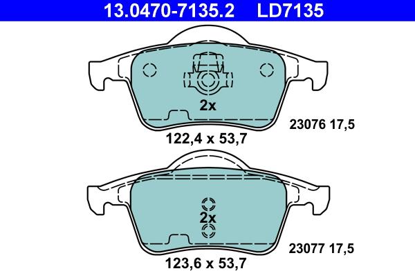 ATE 13.0470-7135.2 - Kit pastiglie freno, Freno a disco www.autoricambit.com