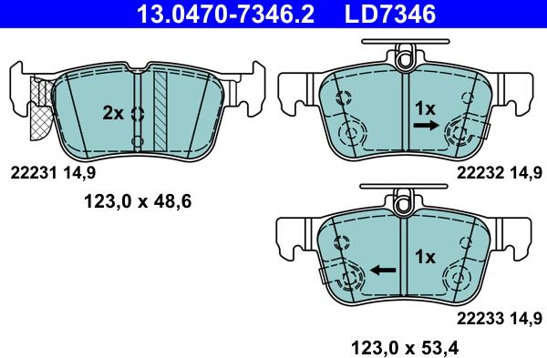 ATE 13.0470-7346.2 - Kit pastiglie freno, Freno a disco www.autoricambit.com