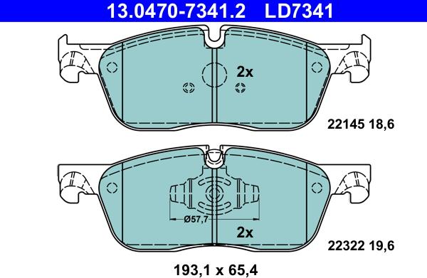 ATE 13.0470-7341.2 - Kit pastiglie freno, Freno a disco www.autoricambit.com