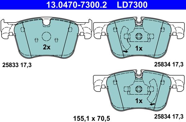 ATE 13.0470-7300.2 - Kit pastiglie freno, Freno a disco www.autoricambit.com