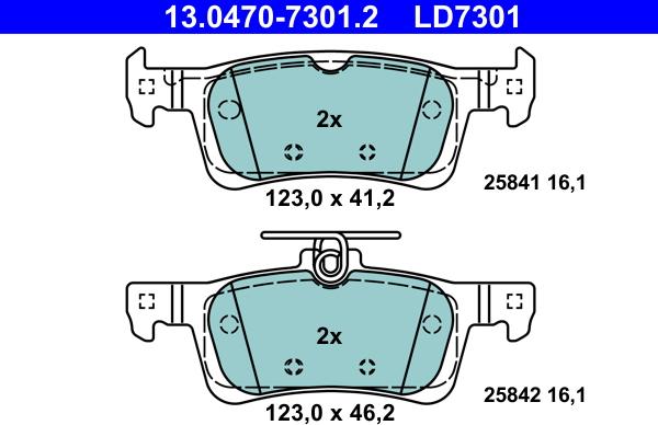 ATE 13.0470-7301.2 - Kit pastiglie freno, Freno a disco www.autoricambit.com