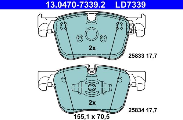 ATE 13.0470-7339.2 - Kit pastiglie freno, Freno a disco www.autoricambit.com