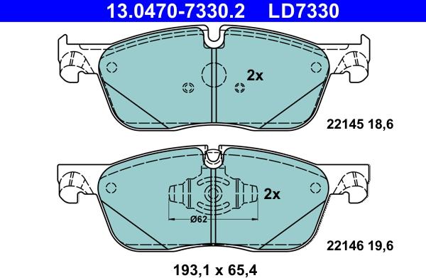 ATE 13.0470-7330.2 - Kit pastiglie freno, Freno a disco www.autoricambit.com