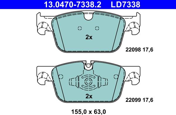 ATE 13.0470-7338.2 - Kit pastiglie freno, Freno a disco www.autoricambit.com