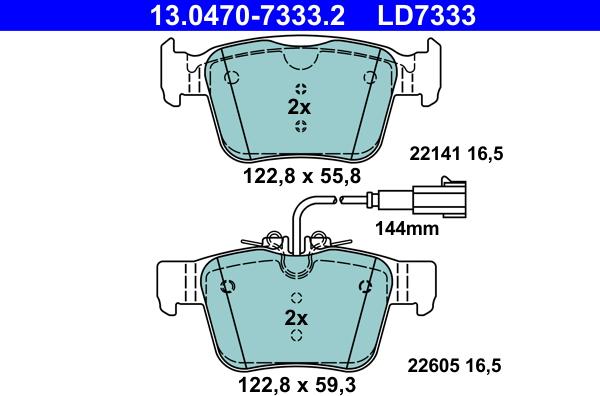 ATE 13.0470-7333.2 - Kit pastiglie freno, Freno a disco www.autoricambit.com