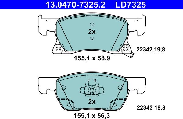 ATE 13.0470-7325.2 - Kit pastiglie freno, Freno a disco www.autoricambit.com