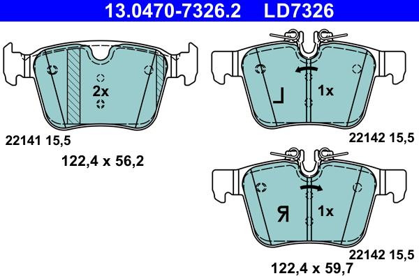 ATE 13.0470-7326.2 - Kit pastiglie freno, Freno a disco www.autoricambit.com