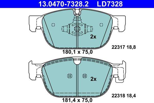 ATE 13.0470-7328.2 - Kit pastiglie freno, Freno a disco www.autoricambit.com