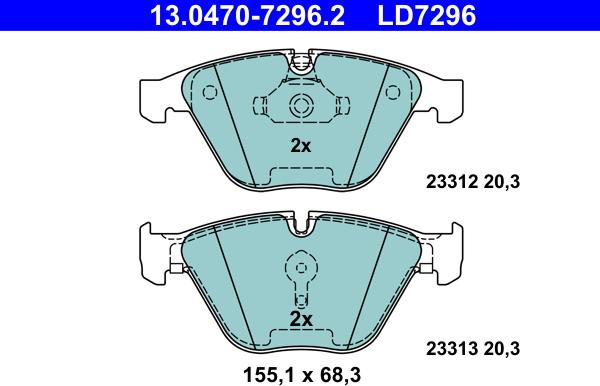 ATE 13.0470-7296.2 - Kit pastiglie freno, Freno a disco www.autoricambit.com