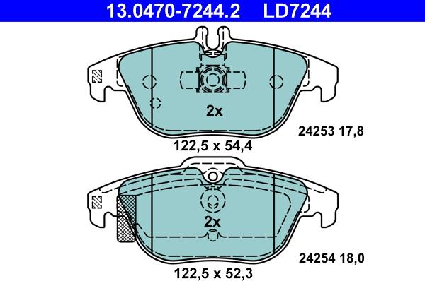 ATE 13.0470-7244.2 - Kit pastiglie freno, Freno a disco www.autoricambit.com