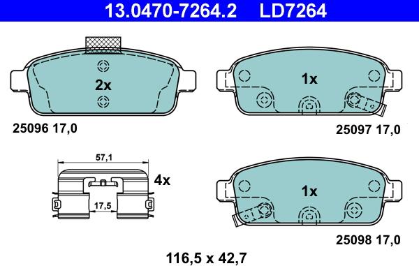 ATE 13.0470-7264.2 - Kit pastiglie freno, Freno a disco www.autoricambit.com