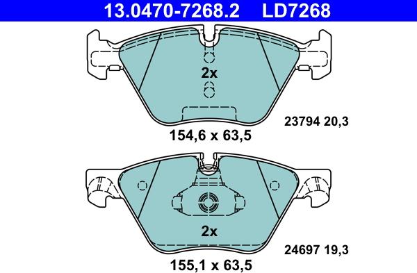 ATE 13.0470-7268.2 - Kit pastiglie freno, Freno a disco www.autoricambit.com