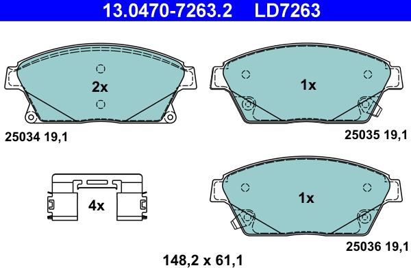 ATE 13.0470-7263.2 - Kit pastiglie freno, Freno a disco www.autoricambit.com