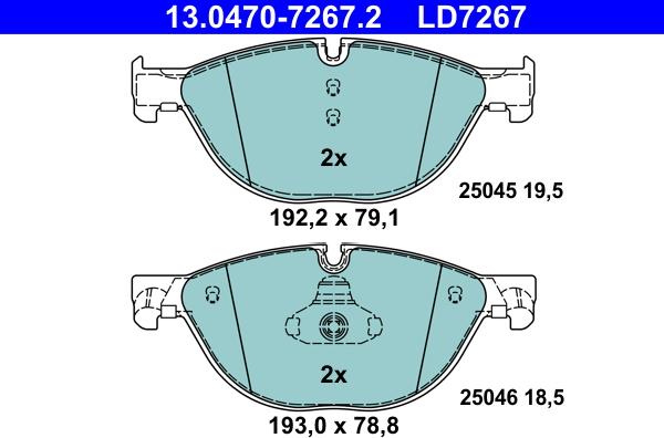 ATE 13.0470-7267.2 - Kit pastiglie freno, Freno a disco www.autoricambit.com