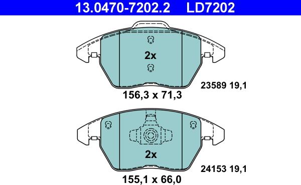 ATE 13.0470-7202.2 - Kit pastiglie freno, Freno a disco www.autoricambit.com