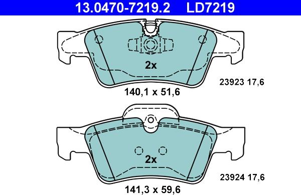 ATE 13.0470-7219.2 - Kit pastiglie freno, Freno a disco www.autoricambit.com