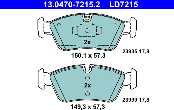 ATE 13.0470-7215.2 - Kit pastiglie freno, Freno a disco www.autoricambit.com