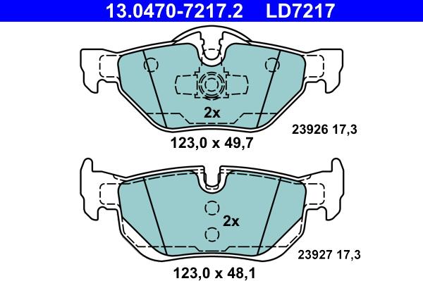 ATE 13.0470-7217.2 - Kit pastiglie freno, Freno a disco www.autoricambit.com