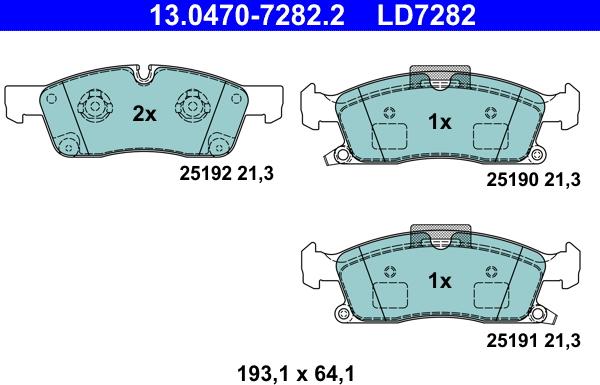 ATE 13.0470-7282.2 - Kit pastiglie freno, Freno a disco www.autoricambit.com