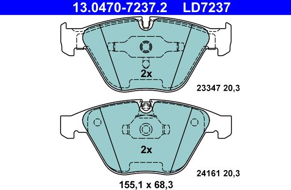 ATE 13.0470-7237.2 - Kit pastiglie freno, Freno a disco www.autoricambit.com