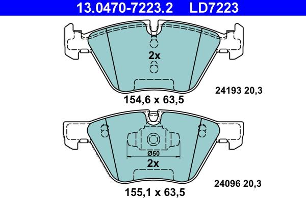 ATE 13.0470-7223.2 - Kit pastiglie freno, Freno a disco www.autoricambit.com