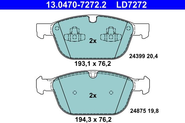 ATE 13.0470-7272.2 - Kit pastiglie freno, Freno a disco www.autoricambit.com