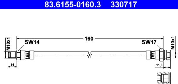 ATE 83.6155-0160.3 - Flessibile del freno www.autoricambit.com