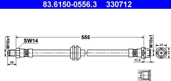 ATE 83.6150-0556.3 - Flessibile del freno www.autoricambit.com