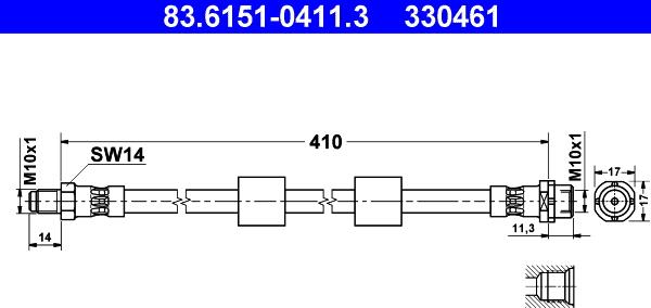 ATE 83.6151-0411.3 - Flessibile del freno www.autoricambit.com