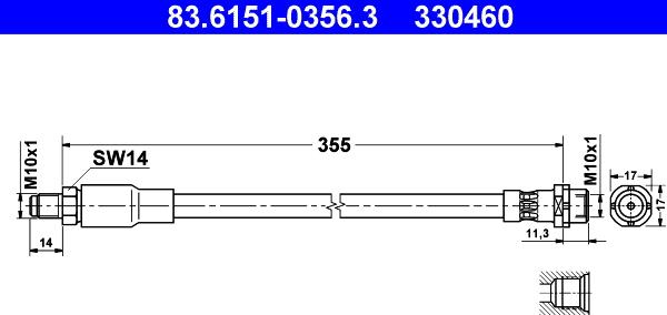 ATE 83.6151-0356.3 - Flessibile del freno www.autoricambit.com