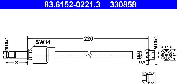 ATE 83.6152-0221.3 - Flessibile del freno www.autoricambit.com