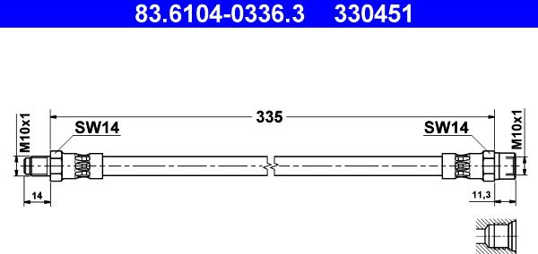 ATE 83.6104-0336.3 - Flessibile del freno www.autoricambit.com