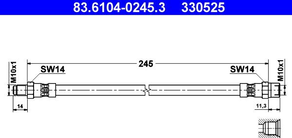 ATE 83.6104-0245.3 - Flessibile del freno www.autoricambit.com