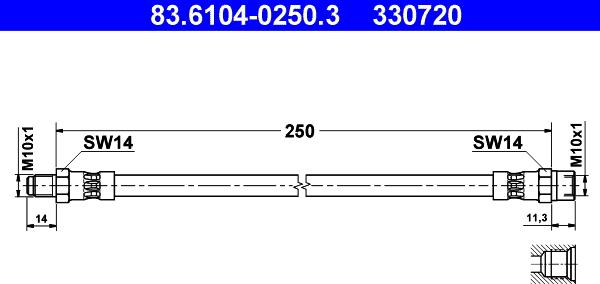 ATE 83.6104-0250.3 - Flessibile del freno www.autoricambit.com