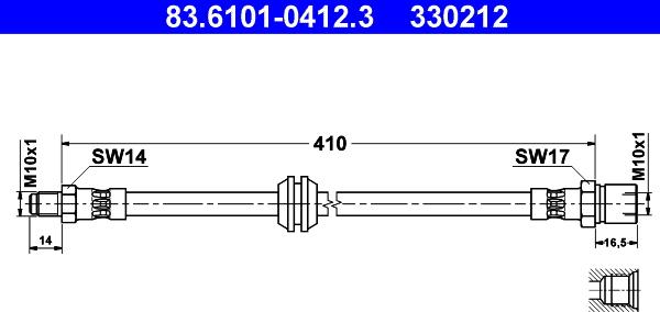 ATE 83.6101-0412.3 - Flessibile del freno www.autoricambit.com