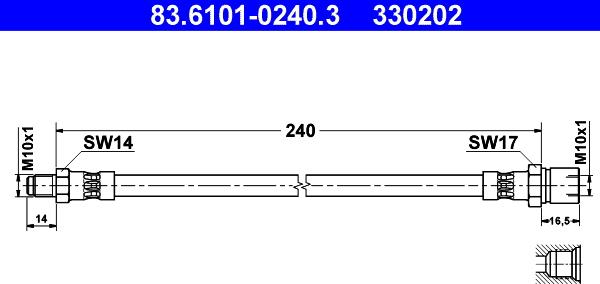 ATE 83.6101-0240.3 - Flessibile del freno www.autoricambit.com