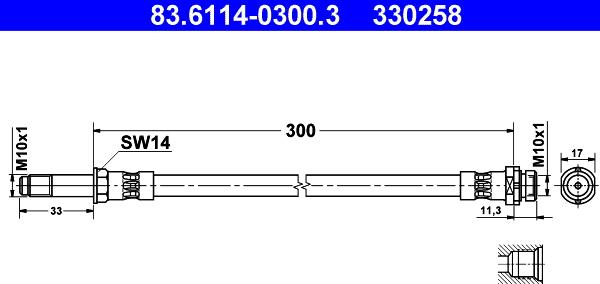 ATE 83.6114-0300.3 - Flessibile del freno www.autoricambit.com